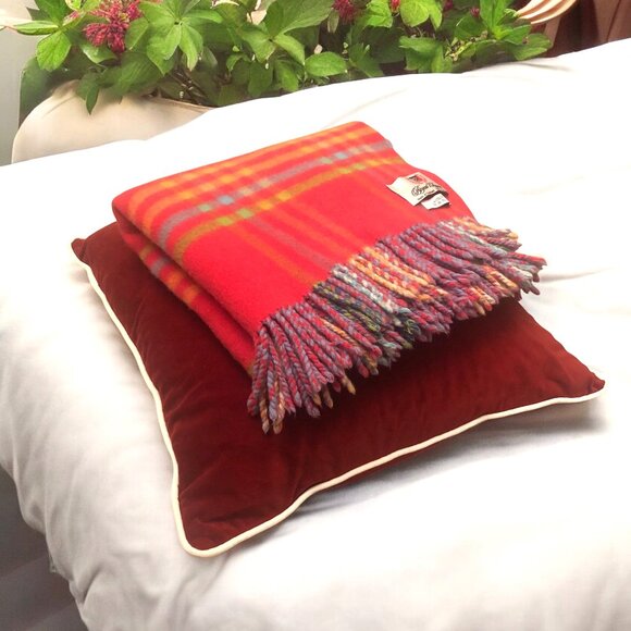 ROYAL LEGACY Double Face Pink/Blue Plaid  Lambswool Fringed Baby Girl Blanket - Picture 1 of 4